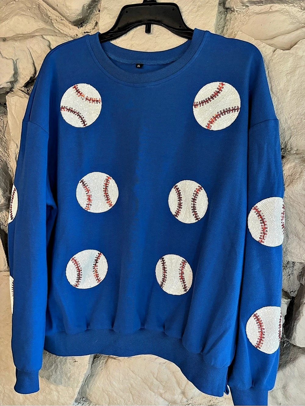 Blue Baseball Sequin Sweatshirt